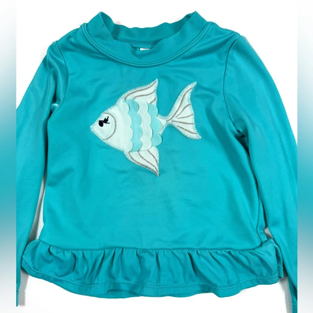 GYMBOREE Girls‎ Fish Applique Swim RashGuard Top 18-24m Coastal July Refresh